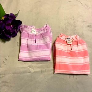 OSHKOSH B'gosh Pink & Lavendar Striped Toddler Shirts Size 18M NWT